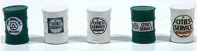 JL Innovative 577 HO Scale Custom Oil Barrels -- Cities Service (ivory, green) pkg(5)