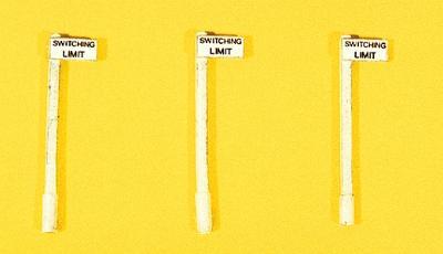 JL Innovative 834 HO Scale Custom Railroad Right-of-Way Signs -- Switching Limit Signs pkg(3)
