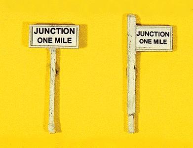 JL Innovative 837 HO Scale Custom Railroad Right-of-Way Signs -- Junction One Mile pkg(2)