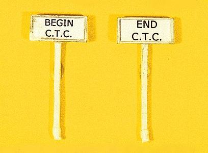 JL Innovative 838 HO Scale Custom Railroad Right-of-Way Signs -- Begin/End CTC pkg(2)