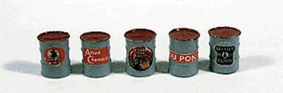 JL Innovative 912 HO Scale Barrels -- Paint & Chemicals (gray w/red Tops)