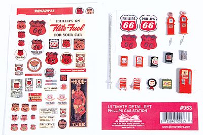 JL Innovative 953 HO Scale Decorated Ultimate Detail Set -- Phillips 66 Gas Station