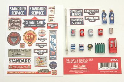 JL Innovative 955 HO Scale Decorated Ultimate Detail Set -- Standard Gas Station