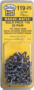 Kadee 11925 HO Scale #119-25 Bulk Pack - 25 Pairs #119 SE Shelf Whisker(R) Metal Coupler -- Medium (9/32") Centerset Shank