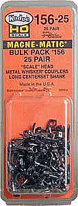 Kadee 15625 HO Scale #156 Whisker(R) Scale Knuckle Couplers - Kit - Magne-Matic(R) -- Long Centerset Shank - 25 Pair