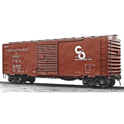 Kadee 5023 HO Scale Pullman-Standard PS-1 40' Boxcar with 8' Door - Ready to Run -- Chesapeake & Ohio 167299 (1952 As-Delivered Boxcar Red, Progress Logo)