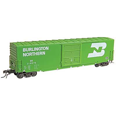 Kadee 6415 HO Scale PS-1 50' Boxcar with 10' Door, No Roofwalk - Ready to Run -- Burlington Northern 318976 (Cascade Green, white, Large Logo)