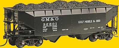 Kadee 7521 HO Scale AAR Standard 50-Ton Offset 2-Bay Open Hopper w/Coal Load - Ready to Run -- Gulf, Mobile & Ohio #32801 (Built 1949, Factory New, Black)