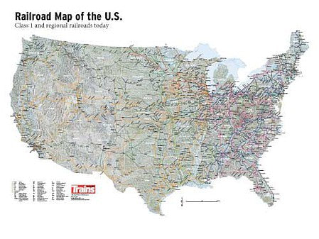 Kalmbach Publishing 83030 All Scale Trains Magazine United States Railroad Map -- 24 x 36" 61 x 91.4cm