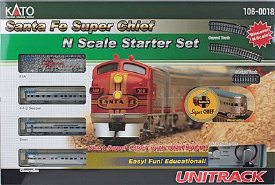 Kato 1060018 N Scale Santa Fe Super Chief Starter Set -- Santa Fe (silver)