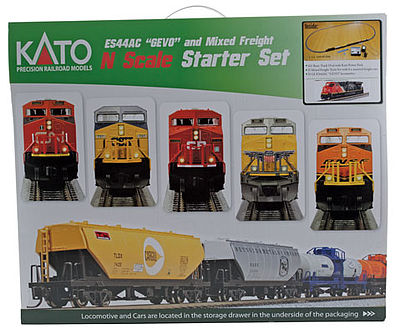 Kato 1060020 N Scale GE ES44AC GEVO Mixed Freight Starter Set -- Canadian National