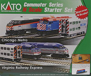 Kato 1060032 N Scale F40PH Commuter Train Starter Set -- Metra