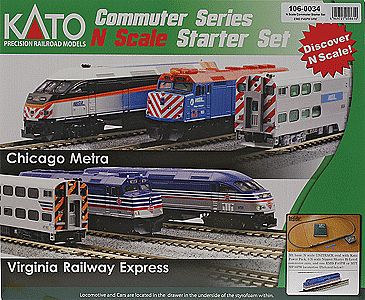 Kato 1060034 N Scale F40PH Commuter Train Starter Set -- Virginia Railway Express