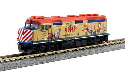 Kato 1060035 N Scale 2015 Operation North Pole Starter Set - Standard DC -- Metra F40PH, 3 Bi-Level Cars, Track Oval, Power Pack
