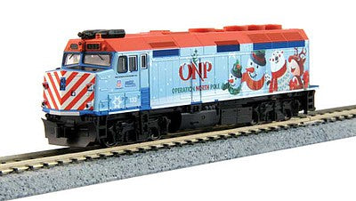 Kato 1060036 N Scale 2016 Operation North Pole Starter Set - Standard DC -- Metra F40PH, 3 Bi-Level Cars, Track Oval, Power Pack