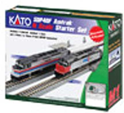 Kato 1060044 N Scale EMD SDP40F Starter Set - Standard DC -- Amtrak (Phase II), 4 Amfleet Cars, Unitrack Oval & Power Pack