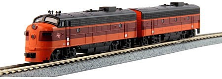 Kato 1060431 N Scale EMD FP7A-F7B Set - Standard DC -- Milwaukee Road 90A, 90B (orange, maroon)