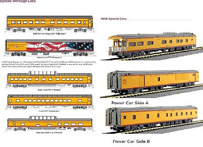 Kato 1060861 N Scale Union Pacific Excursion Train Lighted 7-Car Set - Ready to Run -- Union Pacific (Armour Yellow, gray red)