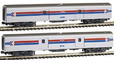 Kato 1063512 N Scale Smoothside Baggage 2-Car Set -- Set C - Amtrak (Phase I)