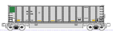 Kato 1064652 N Scale BethGon Protein Covered Gondola 8-Pack - Ready to Run -- SBTX Set #1 (silver, green; yellow Conspicuity Marks)