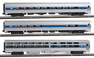 Kato 1066286 N Scale Intercity Express 3-Car Set - Ready to Run -- Amtrak (Phase IVb; silver, blue, red Pinstripes; 2000s Logo)