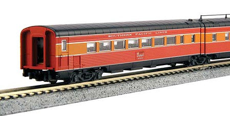Kato 10663101 N Scale Morning Daylight Streamlined Articulated Coach with Interior Lights - Ready to -- Southern Pacific (1940 As-Delivered, red, orange, black, Lines Lettering)