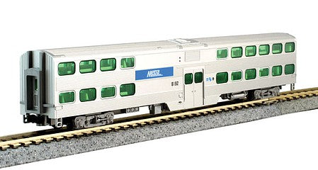 Kato 15609621 N Scale Nippon-Sharyo Gallery Bi-Level Commuter Coach - Lighted - Ready to Run -- Metra Chicago 6192 (silver, blue)