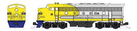 Kato 1762140 N Scale EMD F7A Freight Pilot - Standard DC -- Santa Fe (Yellowbonnet; yellow, Blue Pilot; Numberboards for #330, 346, 347C)