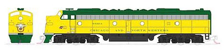 Kato 1765365 N Scale EMD E8A, Dual Headlight, Blanked Numberboards - Standard DC -- Chicago & North Western #5022-B (yellow, green)