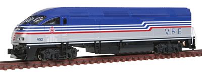 Kato 1766126 N Scale Motive Power Industries MP36PH - Standard DC -- Virginia Railway Express #V52 (silver, blue, red, white)