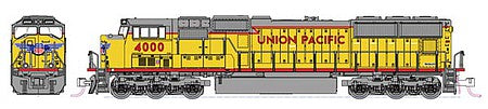 Kato 1767608 N Scale EMD SD70M with Standard Flat Radiators - Standard DC -- Union Pacific #4198 (Armour Yellow, gray, red; Nose Wing Logo)
