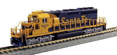 Kato 1768209 N Scale EMD SD40-2 Mid-Production - Standard DC -- Santa Fe 5072 (Warbonnet, blue, yellow)