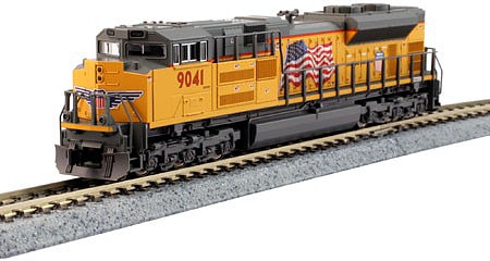Kato 1768520 N Scale EMD SD70ACe with Nose Headlight - Standard DC -- Union Pacific #9041 (Armour Yellow, gray; United States Flag)