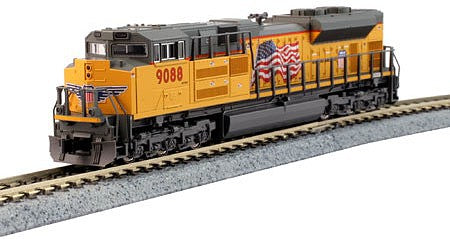 Kato 1768522 N Scale EMD SD70ACe with Nose Headlight - Standard DC -- Union Pacific #9088 (Armour Yellow, gray; United States Flag)
