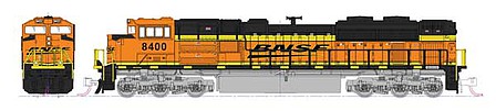 Kato 1768525 N Scale EMD SD70ACe with Nose Headlight - Standard DC -- Burlington Northern & Santa Fe #8574 (orange, black; Wedge Logo)