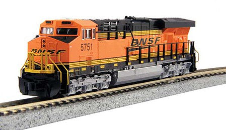 Kato 1768931 N Scale GE ES44AC GEVO - Standard DC -- BNSF Railway 5931 (orange, black, Wedge Logo)