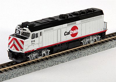 Kato 1769004 N Scale EMD F40PH Commuter Version - Standard DC -- Caltrain #914 (Red Dot Scheme; silver, red, black)