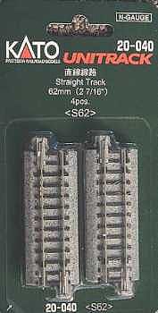 Kato 20040 N Scale Straight Roadbed Track Section - Unitrack -- 2-7/16" 62mm pkg(4)