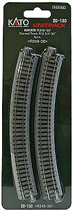 Kato 20130 N Scale Curved Roadbed Track Section - Unitrack -- 30-Degree, 13-3/4" 348mm Radius pkg(4)