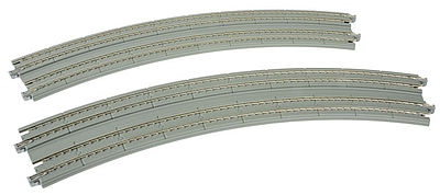 Kato 20187 N Scale Curved Double Concrete Slab Superelevated Track - Unitrack -- 16-3/8 & 15" 414 & 381mm, 45-Degree Easements (1 Left, 1 Right)