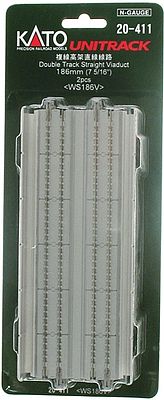 Kato 20411 N Scale Double-Track Straight Viaduct -- 7-5/16" 18.6cm pkg(2)