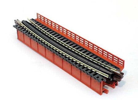 Kato 20465 N Scale Single-Track Curved Deck-Girder Bridge, Code 80 Track - Assembled - Unitrack -- 17-5/8" 448mm Radius, 15 Degrees (red)