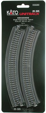 Kato 20505 N Scale Single-Track Viaduct -- Curved R249 - 45 (R 9-13/16" - 45) pkg(2)