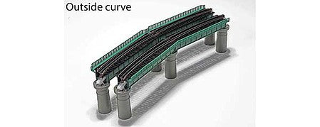 Kato 20824 N Scale Single-Track Curved Deck-Girder Bridge 4-Pack, Code 80 Track - Unitrack -- 19" 481mm Radius, 60 Degrees (gray)