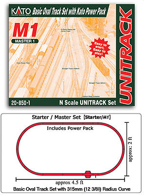 Kato 208501 N Scale Unitrack M1 Set -- Basic Oval Track Starter Set