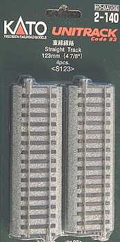 Kato 2140 HO Scale Unitrack - Straight Sections -- 4-7/8" 123mm pkg(4)