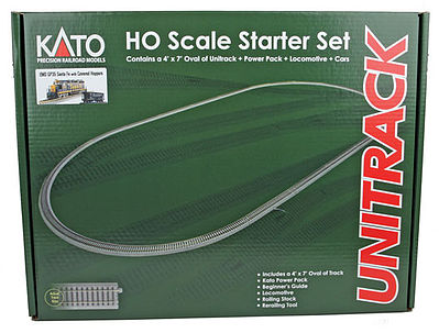 Kato 302002 HO Scale Freight Starter Set - Unitrack -- Santa Fe GP35, Covered Hoppers