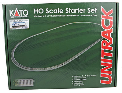 Kato 302003 HO Scale Passenger Starter Set - Unitrack -- Amtrak GE P42, Superliner II Transition Sleeper, 4 x 7' Oval, Power Pack