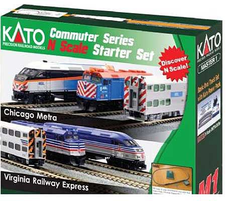 Kato 302004 HO Scale Passenger Starter Set - Unitrack -- Chicago Metra F40PH, Bi-Level Coach