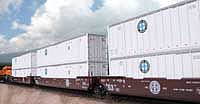 Kato 309053 HO Scale Gunderson Maxi IV 3-Unit Well Car - Ready to Run -- Burlington Northern & Santa Fe #253791 (Boxcar Red, Circle-Cross Logo)